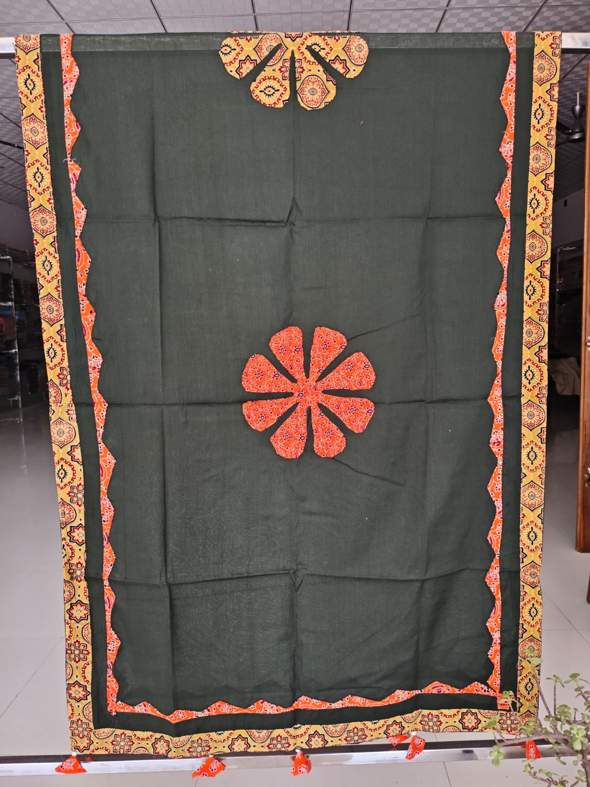 Ajrakh Patch Work And Hand Mirror Work Dupatta (ACSY7)