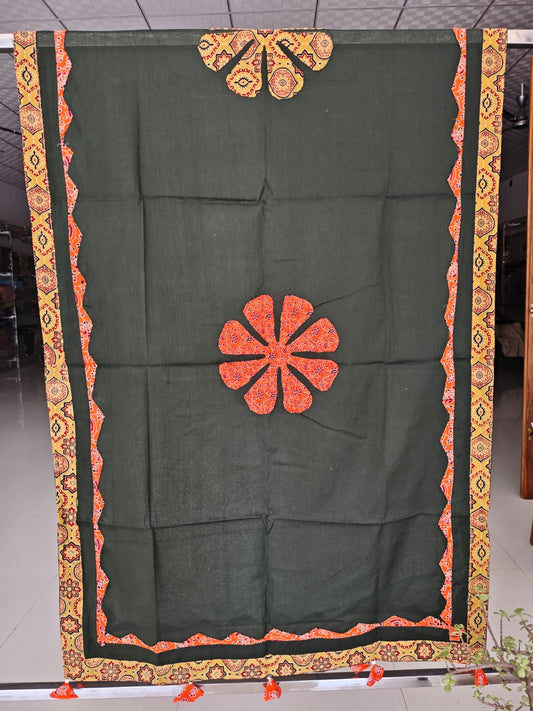 Ajrakh Patch Work And Hand Mirror Work Dupatta (ACSY7)