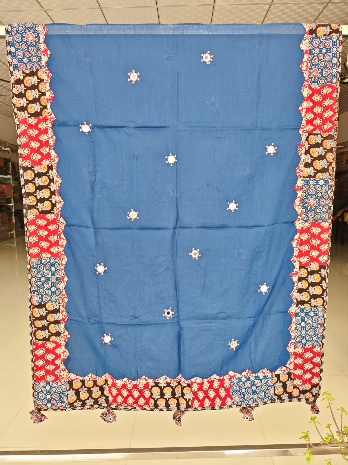 Ajrakh Patch Work And Hand Mirror Work Dupatta (ACSY18)