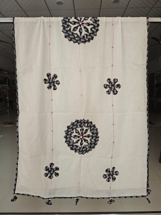 Ajrakh Patch Work And Hand Mirror Work Dupatta (ACSY25)