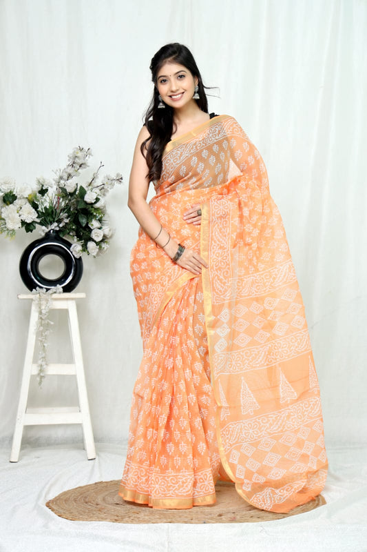 Jaipuri Block Printed Cotton Kota Doriya Saree (CIS164)