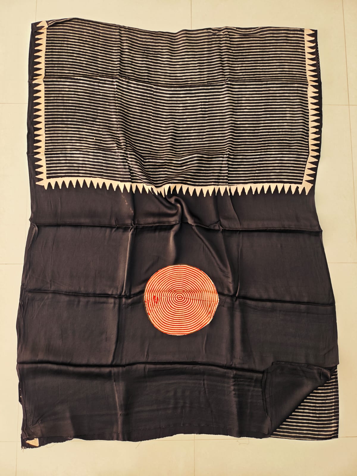 Ajrakh Hand Block Bagru Vanspati Printend Modal Silk Saree with Blouse (CID101)
