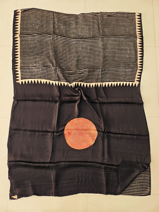 Ajrakh Hand Block Bagru Vanspati Printend Modal Silk Saree with Blouse (CID101)