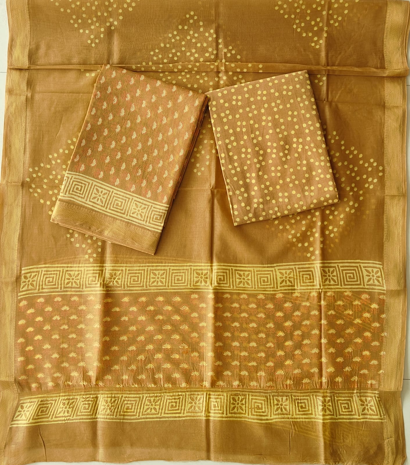 JAIPURI HAND BLOCK PRINTED MAHESHWARI SILK SUIT WITH SILK DUPPATA (MSD114)