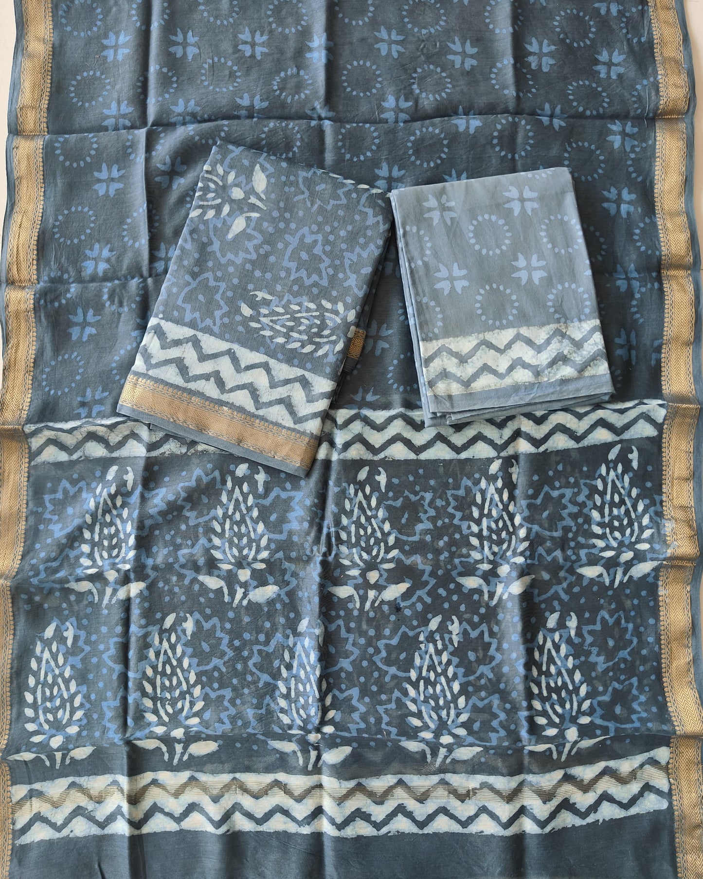 JAIPURI HAND BLOCK PRINTED MAHESHWARI SILK SUIT WITH SILK DUPPATA (MSD118)