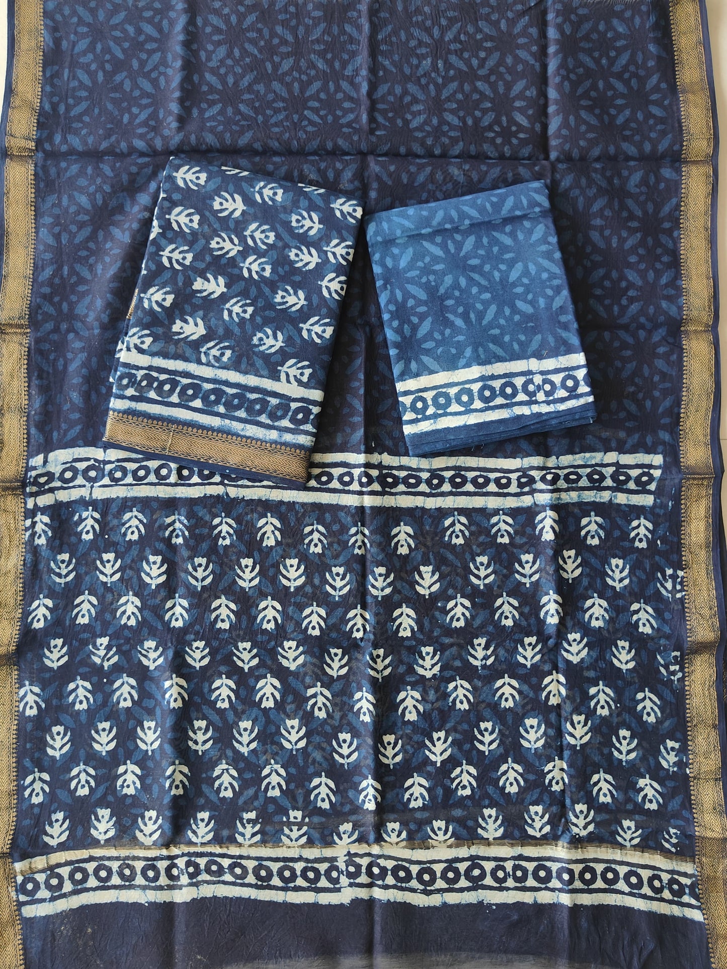 JAIPURI HAND BLOCK PRINTED MAHESHWARI SILK SUIT WITH SILK DUPPATA (MSD123)