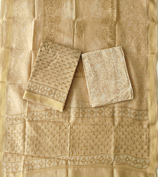 JAIPURI HAND BLOCK PRINTED MAHESHWARI SILK SUIT WITH SILK DUPPATA (MSD128)