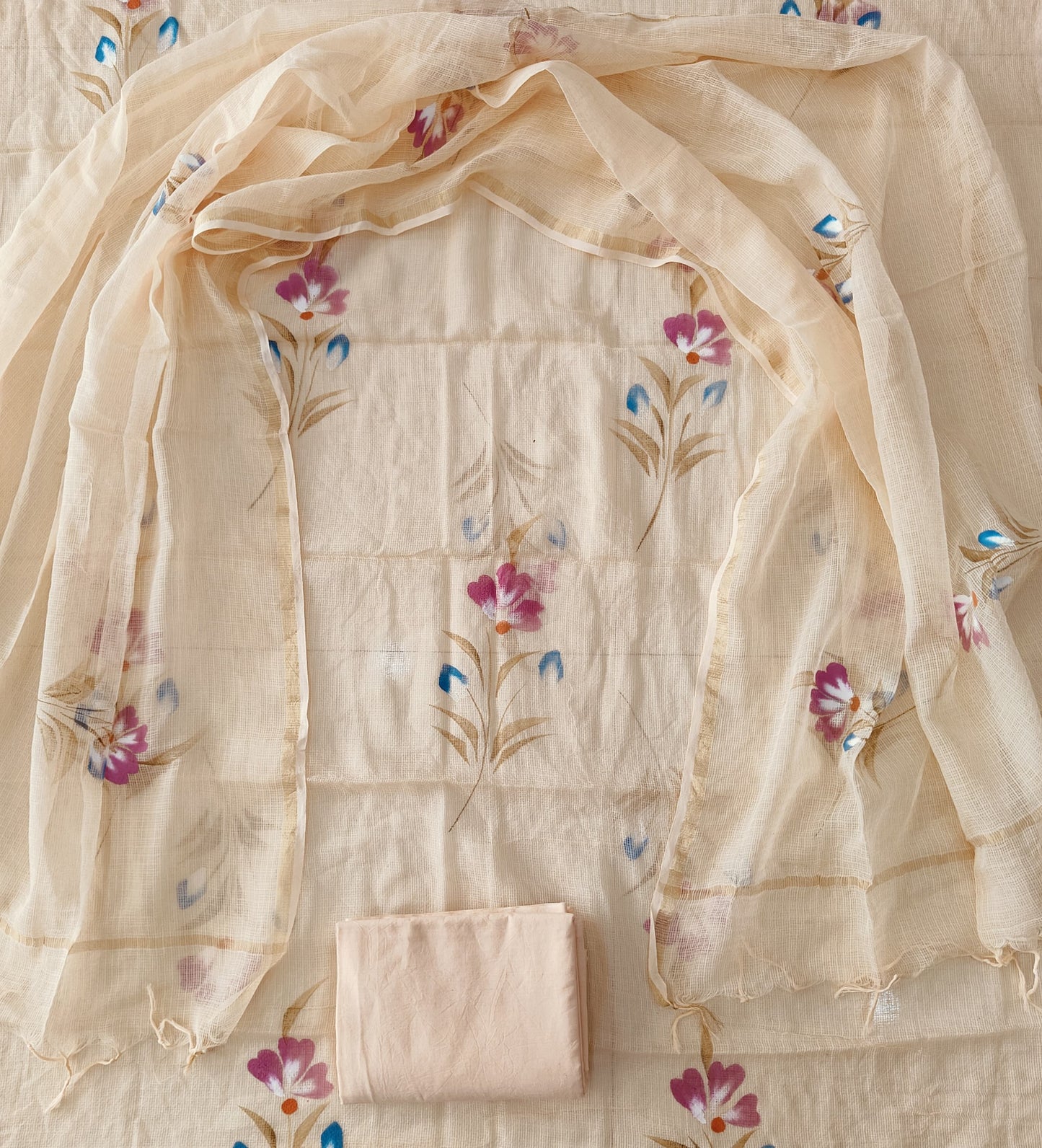 HAND BLOCK PRINTED KOTA DORIYA SUIT WITH KOTA DORIYA DUPPATA (FKS116)
