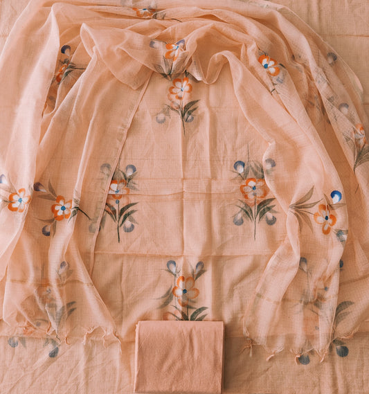 HAND BLOCK PRINTED KOTA DORIYA SUIT WITH KOTA DORIYA DUPPATA (FKS118)