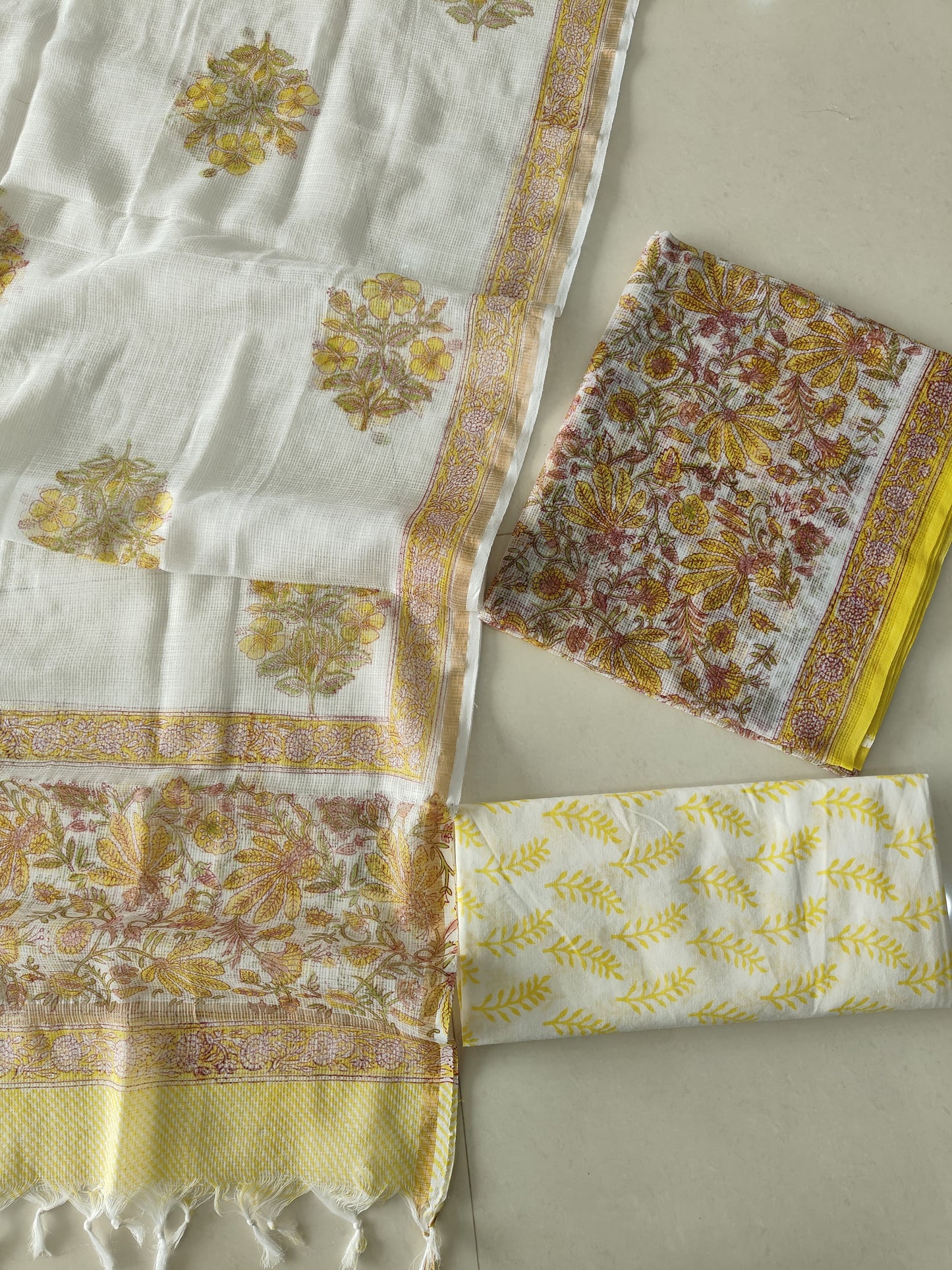 HAND BLOCK PRINTED KOTA DORIYA SUIT WITH KOTA DORIYA DUPPATA (FKS119)