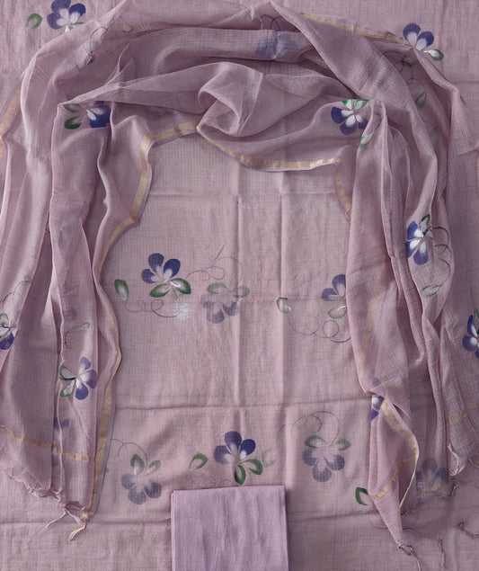 HAND BLOCK PRINTED KOTA DORIYA SUIT WITH KOTA DORIYA DUPPATA (FKS120)
