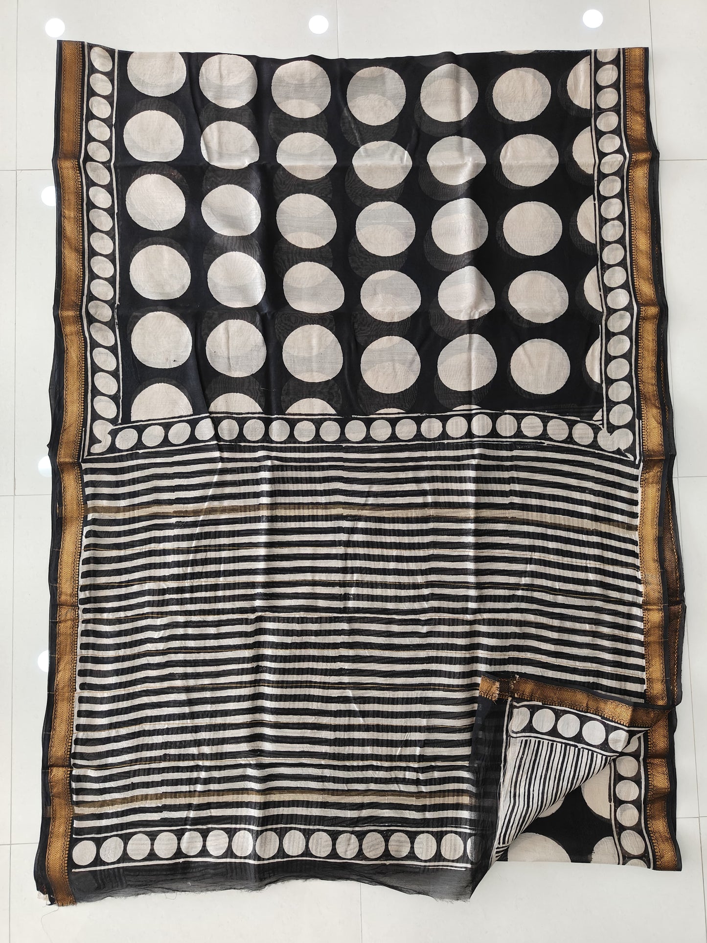 Jaipuri Hand Block Bagru Printed Maheshwari Silk Saree With Blouse (MSS176)