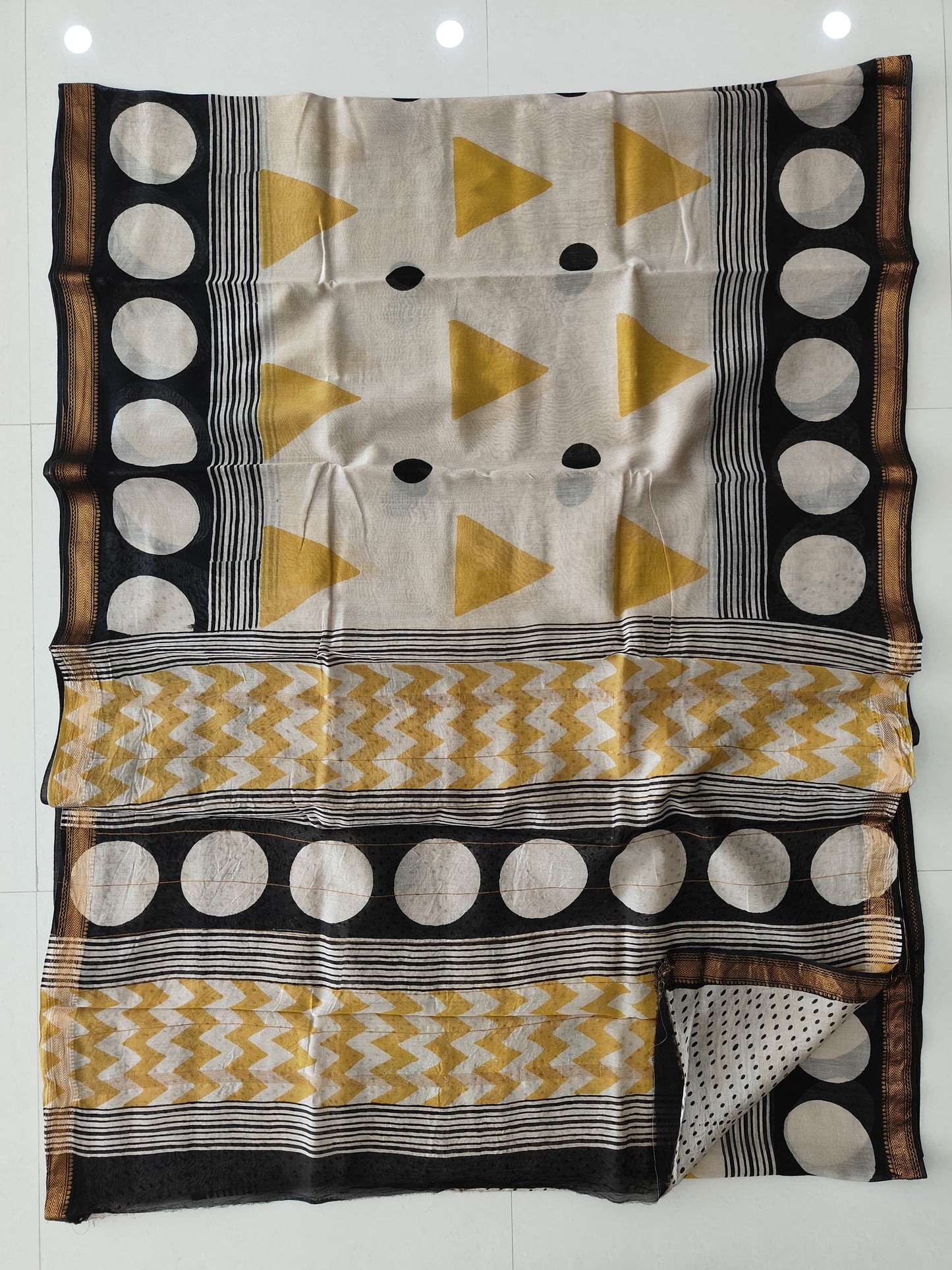 Jaipuri Hand Block Bagru Printed Maheshwari Silk Saree With Blouse (MSS173)