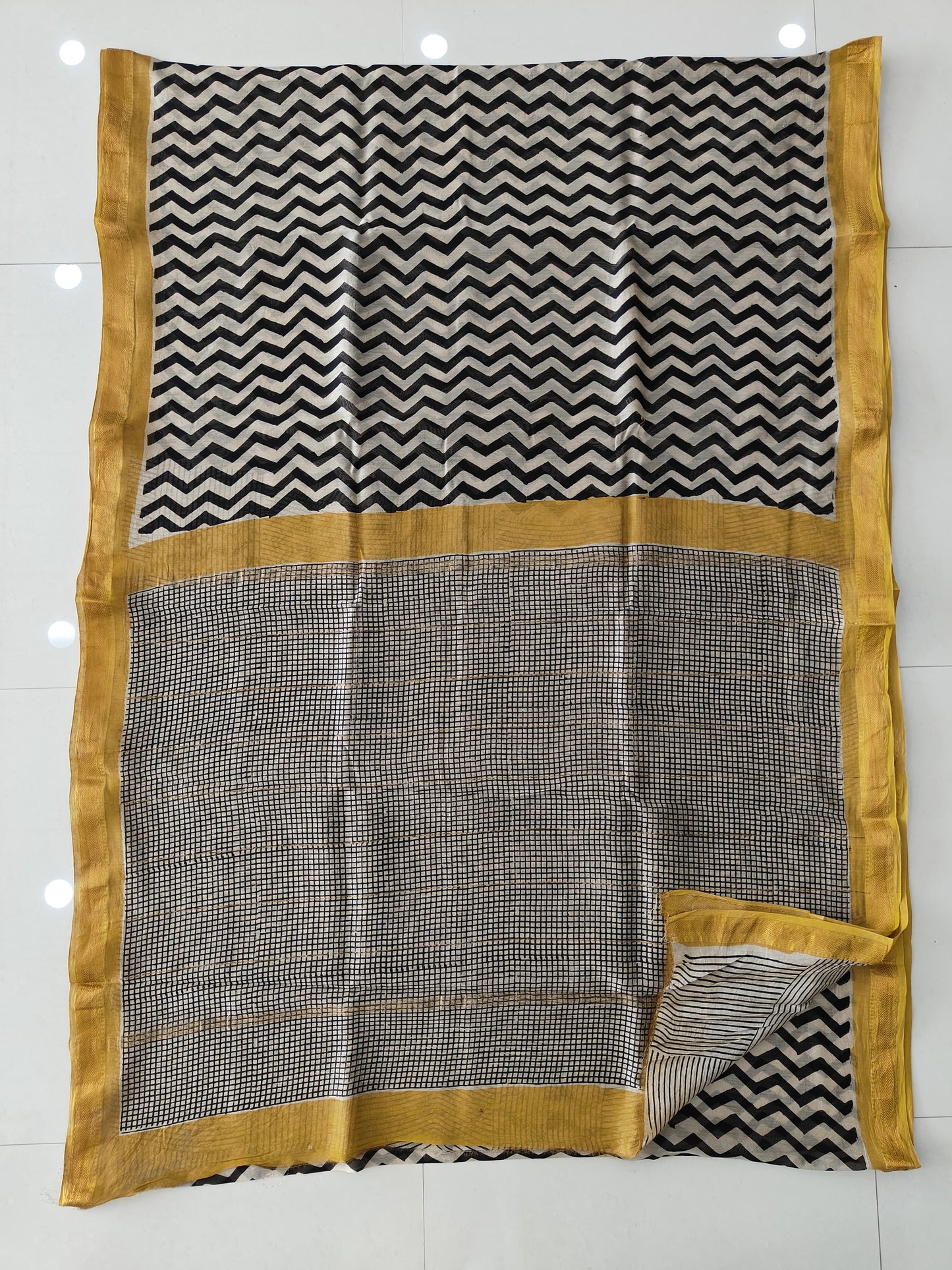 Jaipuri Hand Block Bagru Printed Maheshwari Silk Saree With Blouse (MSS172)