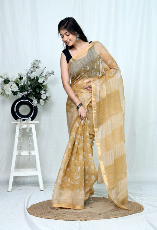 Jaipuri Block Printed Cotton Kota Doriya Saree (CIS145)