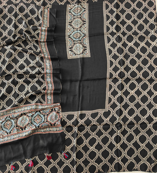 )Vanaspati Ajrakh Hand Block Printed Suits Modal Silk Fabric (CIT113)