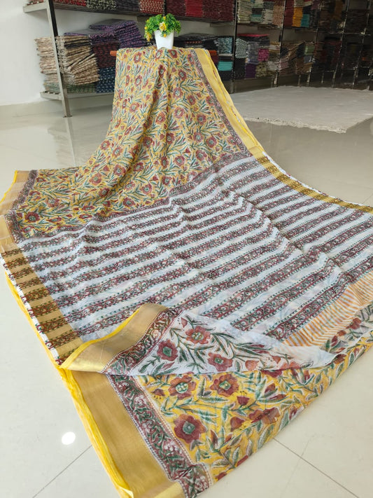 Hand Brush Painted Chiffon Saree with Blouse ( CIA80)