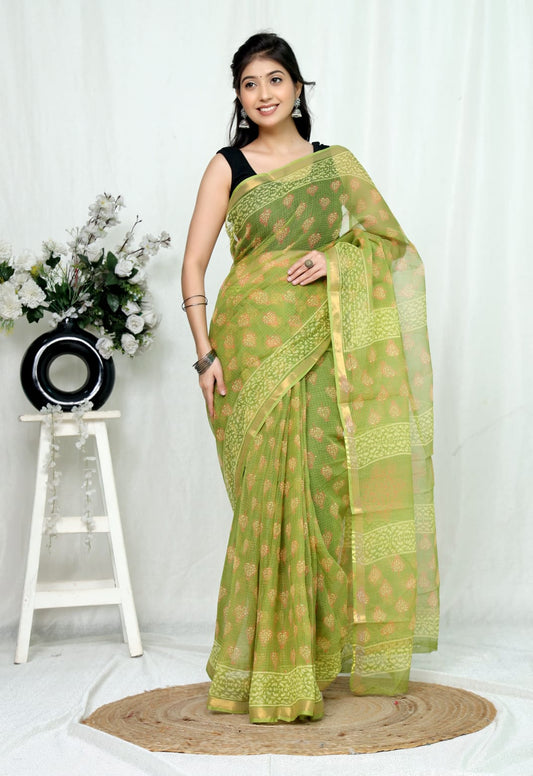Jaipuri Block Printed Cotton Kota Doriya Saree (CIS147)