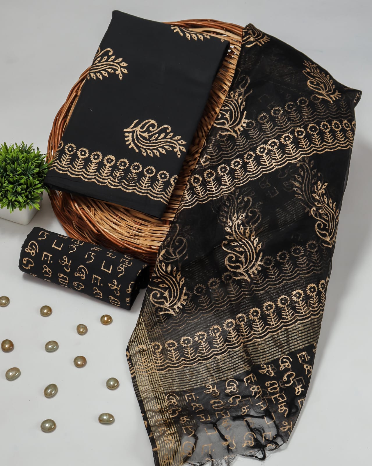 PRIMIUM JAIPURI COTTON SUIT WITH ORGANZA SILK DUPPATA (COS75)
