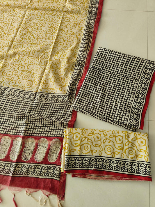 JAIPUR COTTON SUIT WITH CHANDERI DUPPATA (CSS126)