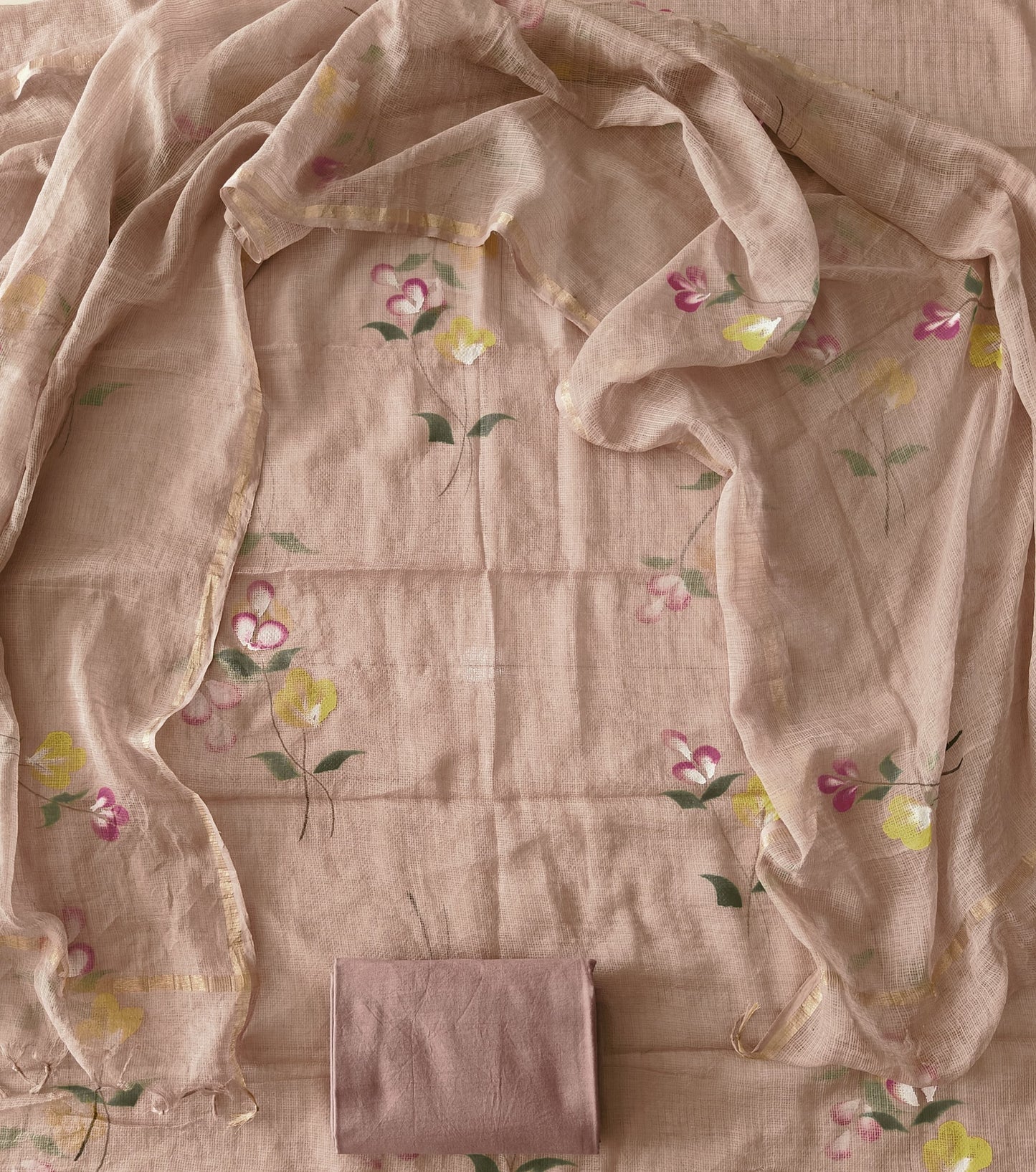 HAND BLOCK PRINTED KOTA DORIYA SUIT WITH KOTA DORIYA DUPPATA (FKS145)