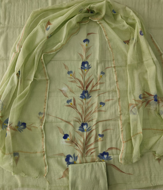HAND BLOCK PRINTED KOTA DORIYA SUIT WITH KOTA DORIYA DUPPATA (FKS147)