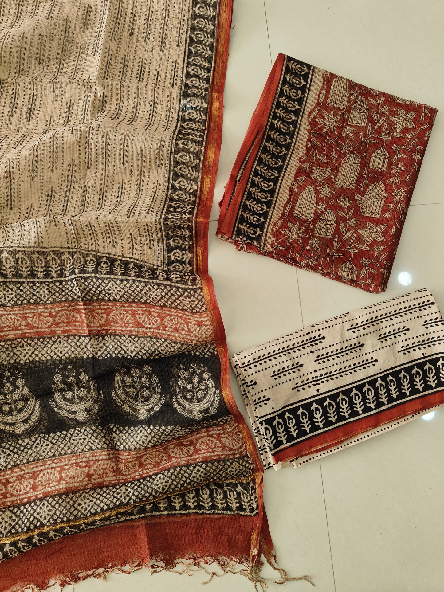 HAND BLOCK PRINTED KOTA DORIYA SUIT WITH KOTA DORIYA DUPPATA (FKS167)