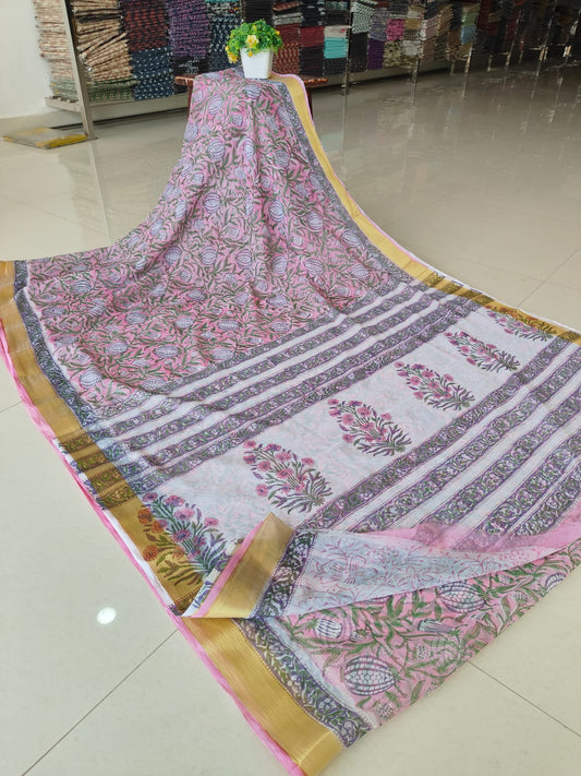 Hand Brush Painted Chiffon Saree with Blouse ( CIA91)