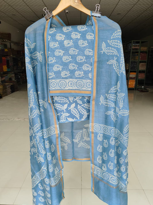 Jaipuri Block Printed Chanderi Silk Suits (CIN104)
