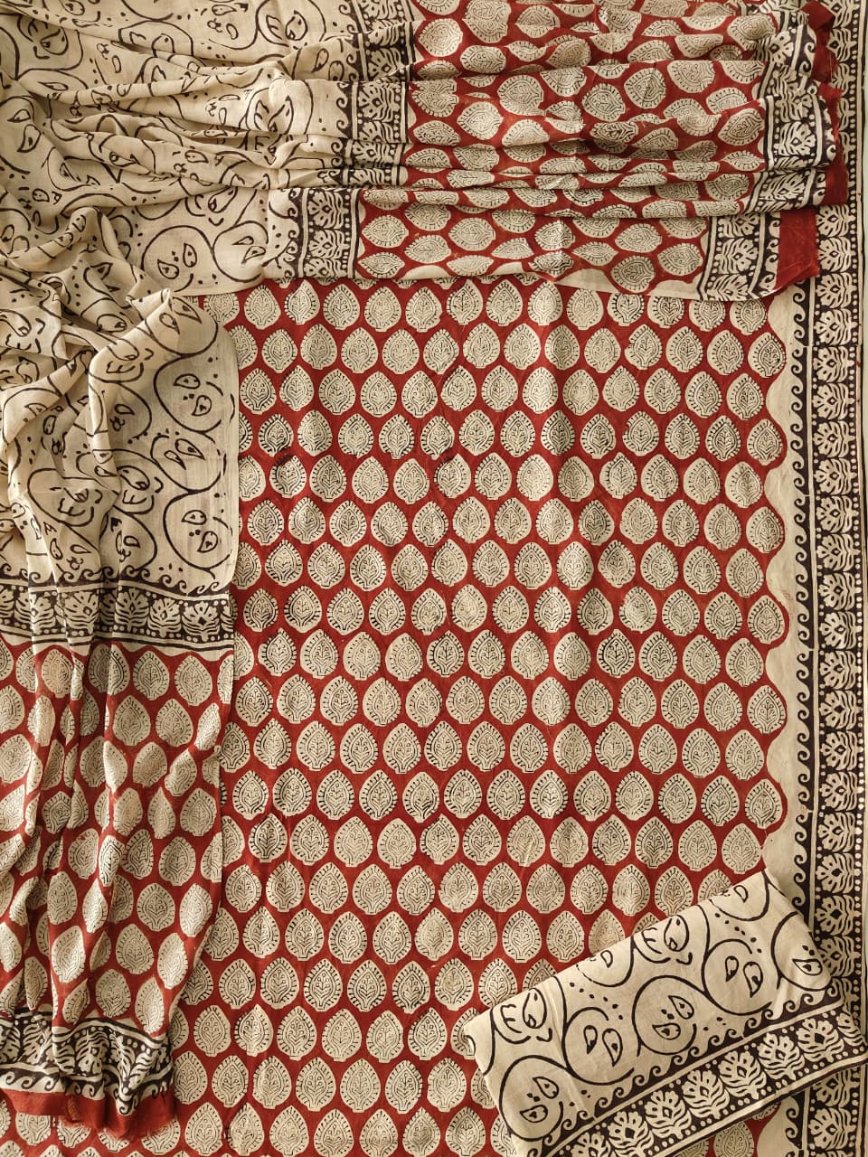 HAND BLOCK PRINTED COTTON 3-PIS SUIT WITH MULMUL DUPPATA (CMS164)