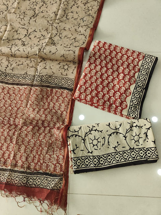 JAIPURI BLOCK PRINTED COTTON SUIT WITH KOTA DUPPATA (CKS153)