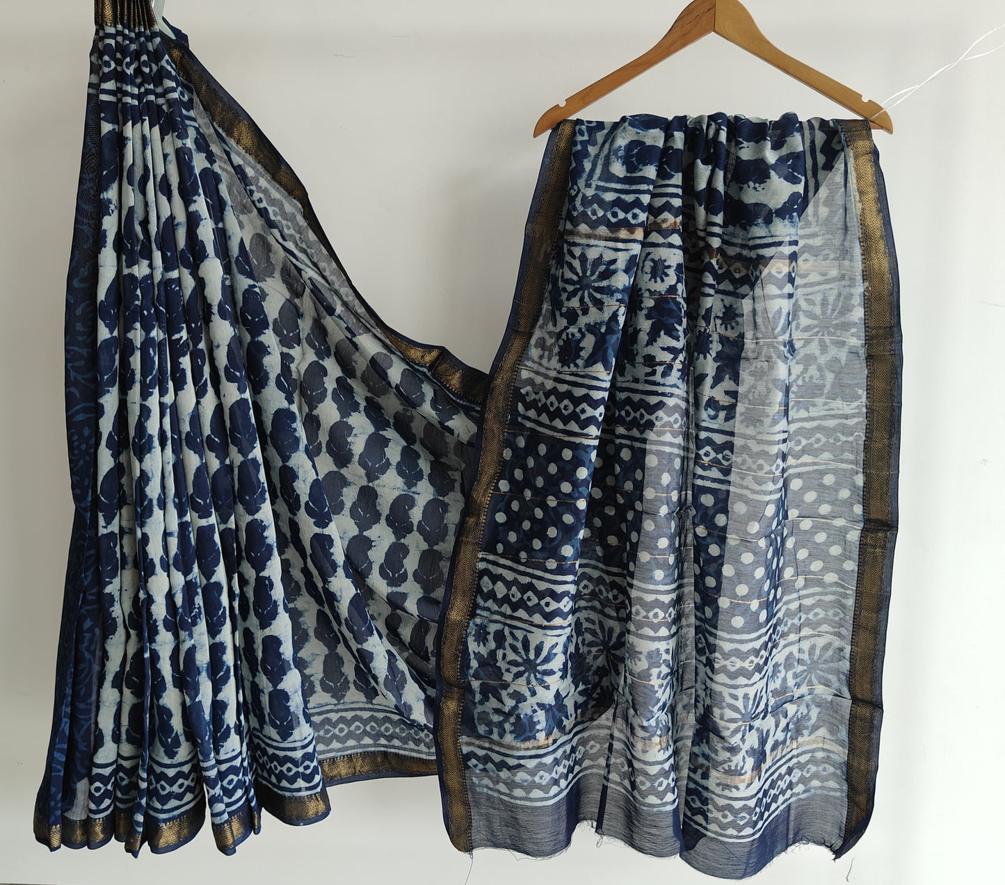 Jaipuri Hand Block Bagru Printed Maheshwari Silk Saree With Blouse (MSS194)
