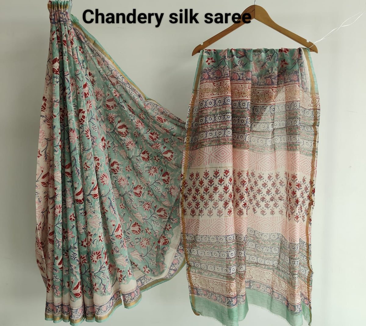 Bagru Hand Block Printed Chanderi Silk Saree with Blouse (CSS132)