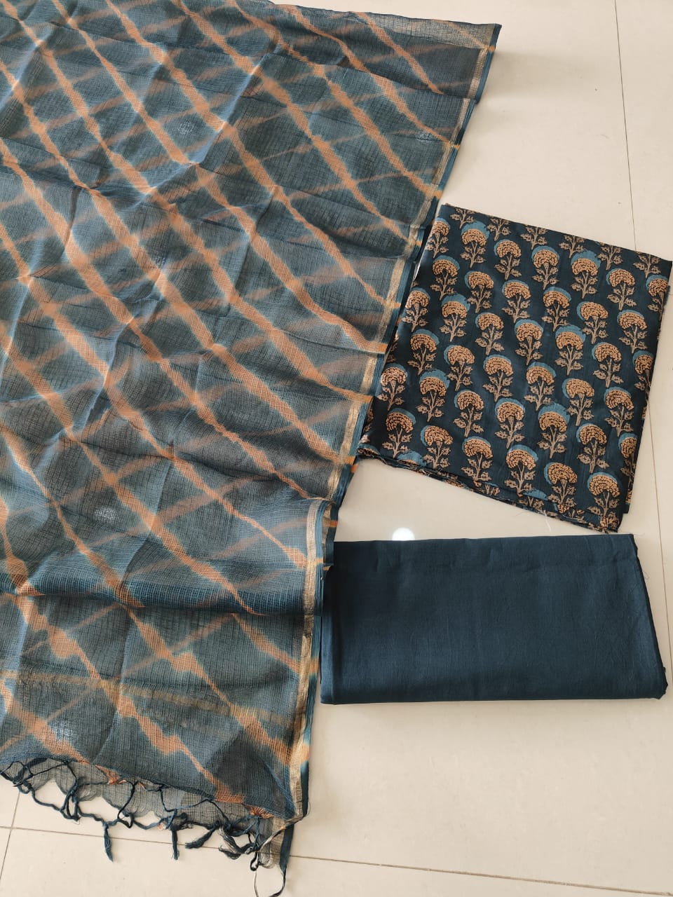 JAIPURI BLOCK PRINTED COTTON SUIT WITH KOTA DUPPATA (CKS165)