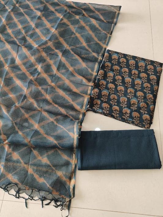 JAIPURI BLOCK PRINTED COTTON SUIT WITH KOTA DUPPATA (CKS165)