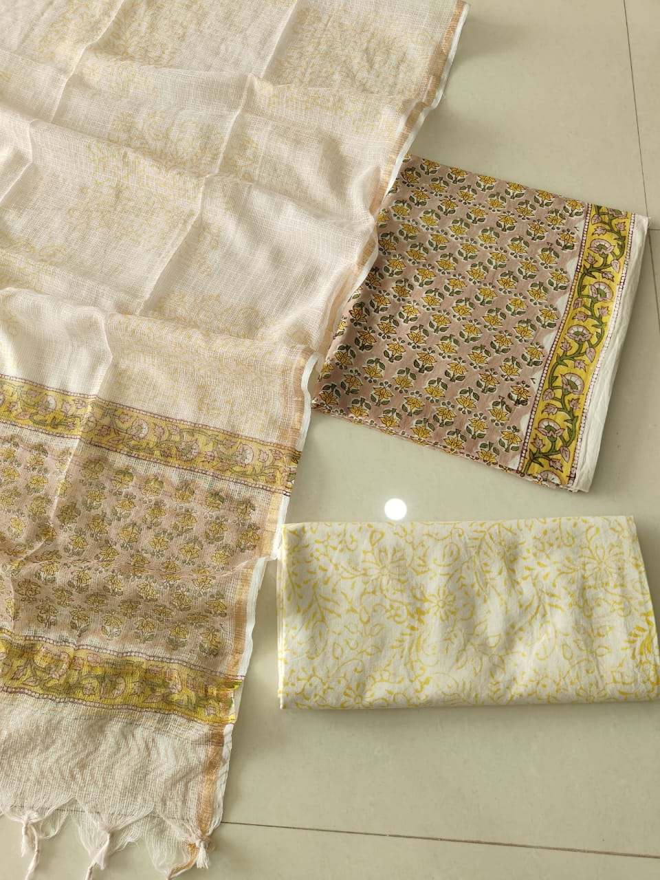 JAIPURI BLOCK PRINTED COTTON SUIT WITH KOTA DUPPATA (CKS175)