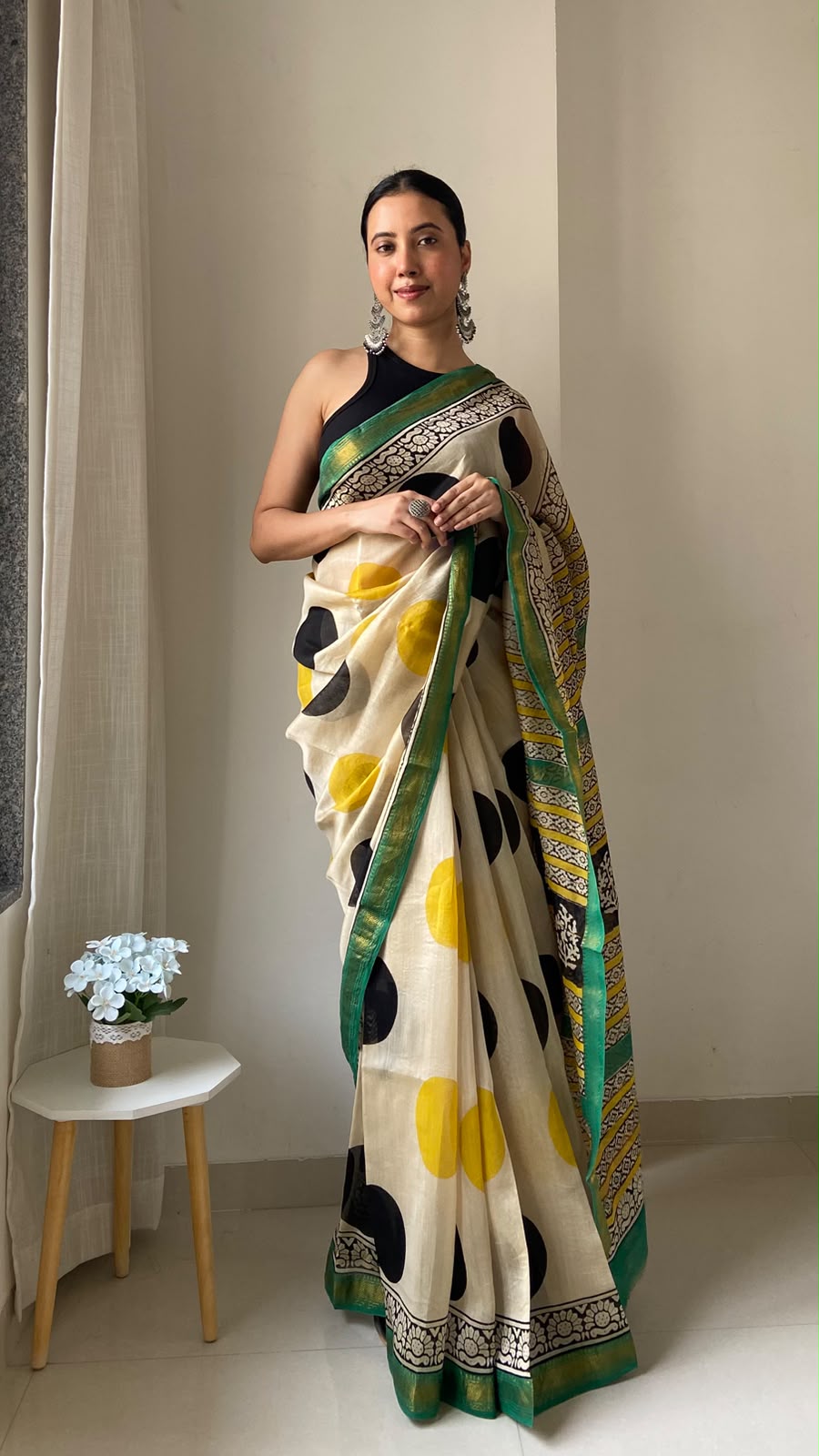 Jaipuri Hand Block Bagru Printed Maheshwari Silk Saree With Blouse (MSS174)