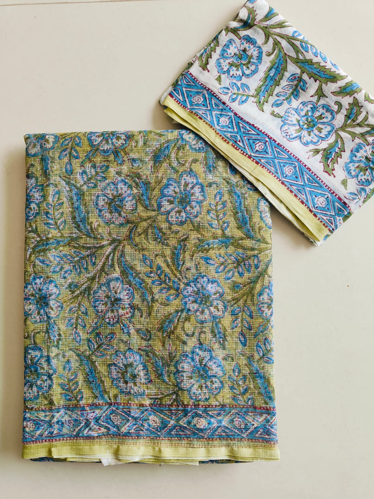 HAND BLOCK BAGRU PRINTED KOTA DORIYA SAREE WITH MULMUL BLOUSE (KDS158)