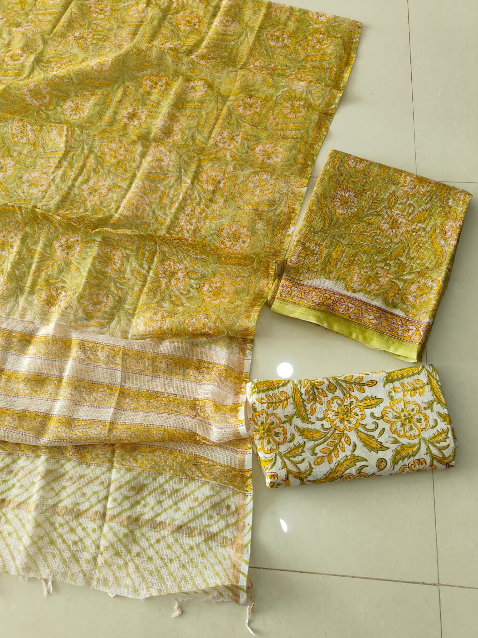 HAND BLOCK PRINTED KOTA DORIYA SUIT WITH KOTA DORIYA DUPPATA (FKS194)