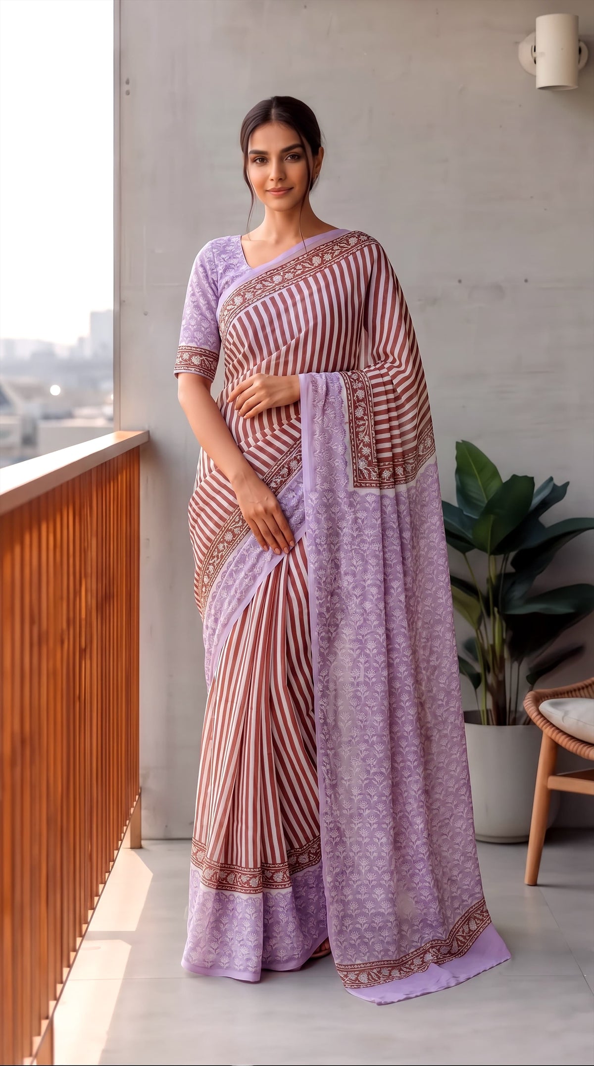 Premium Hand-Block Printed Jaipuri Georgette Sarees (LHI13)