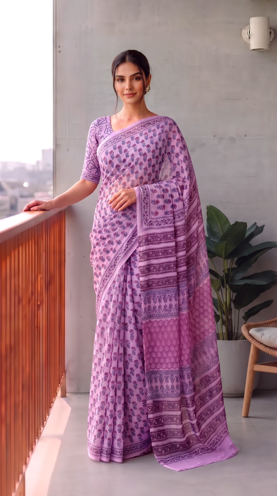 Premium Hand-Block Printed Jaipuri Georgette Sarees (LHI18)
