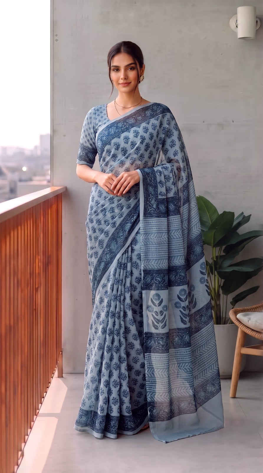Premium Hand-Block Printed Jaipuri Georgette Sarees (LHI22)