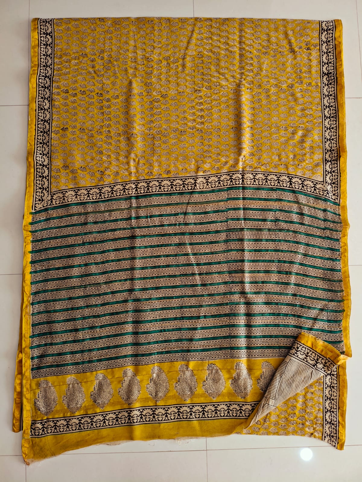 Bagru Hand Block Printed Chanderi Silk Saree with Blouse (CSS133)