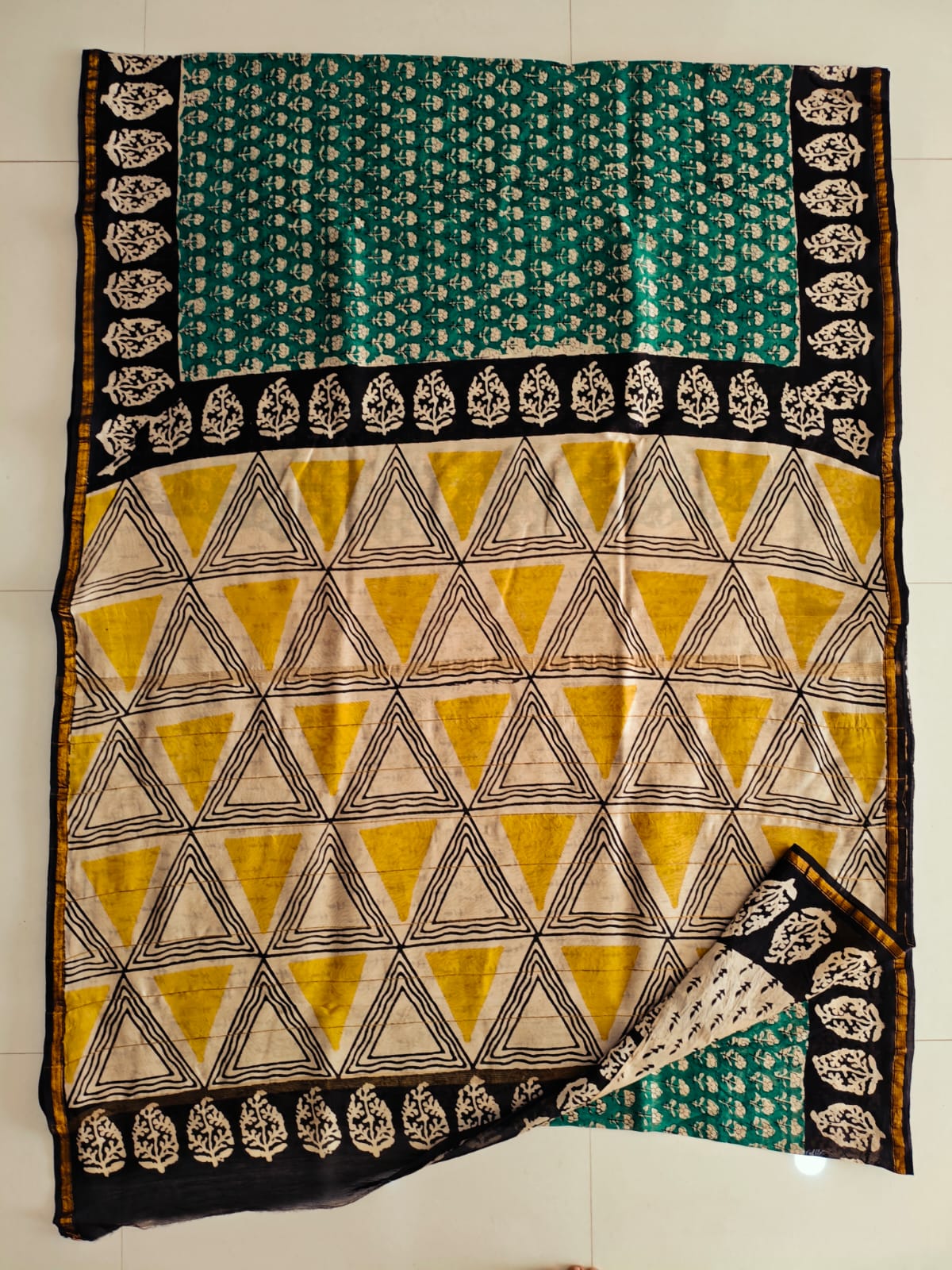 Bagru Hand Block Printed Chanderi Silk Saree with Blouse (CSS138)