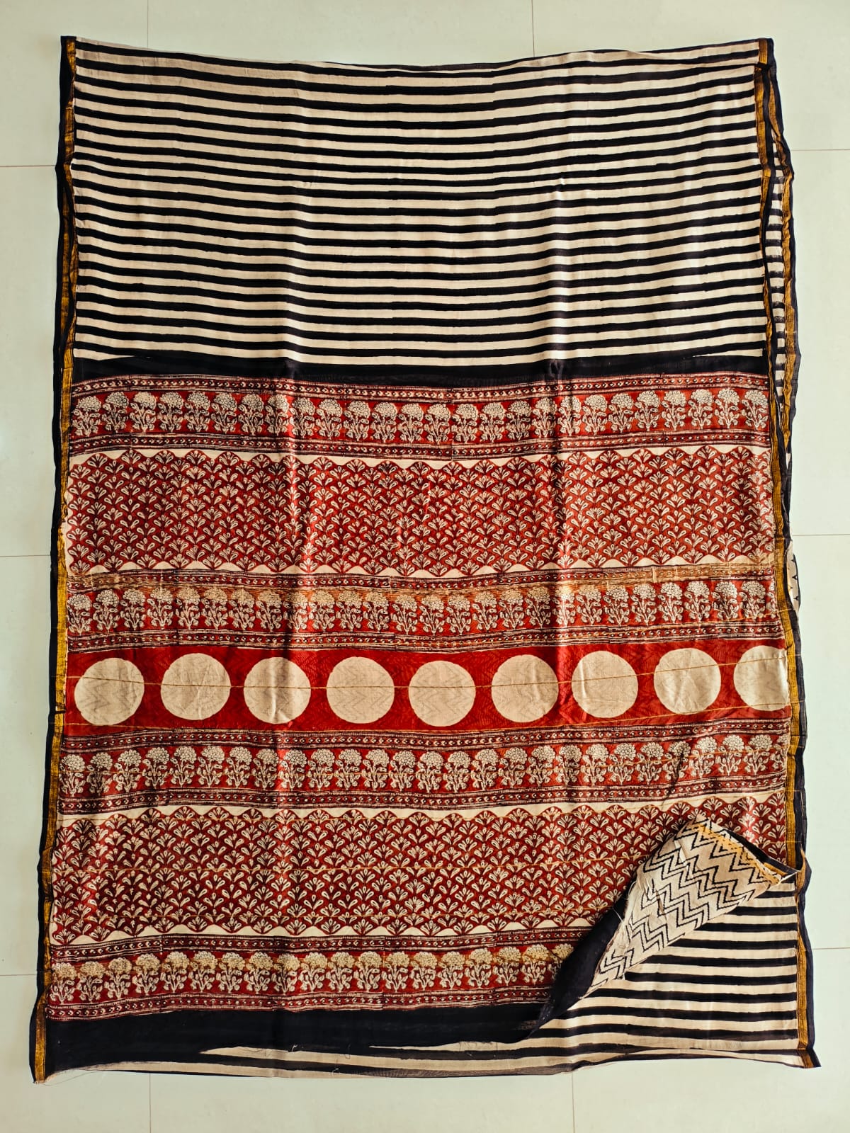 Bagru Hand Block Printed Chanderi Silk Saree with Blouse (CSS139)