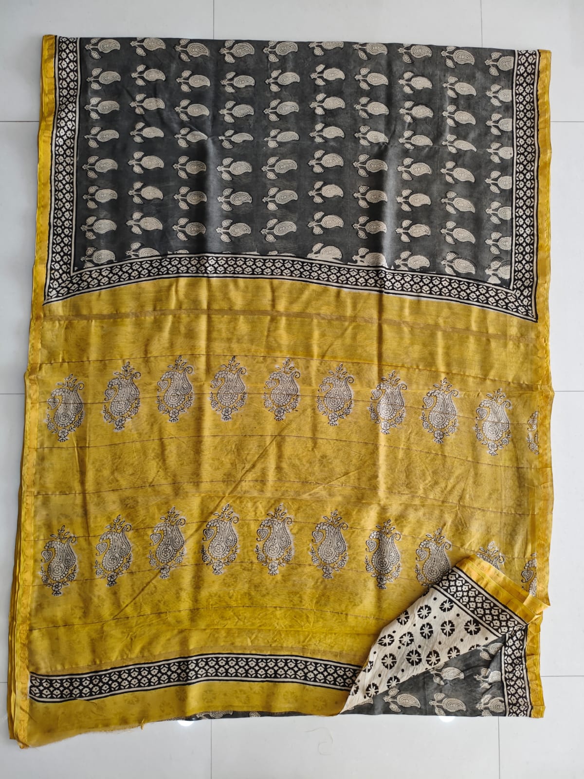Bagru Hand Block Printed Chanderi Silk Saree with Blouse (CSS140)
