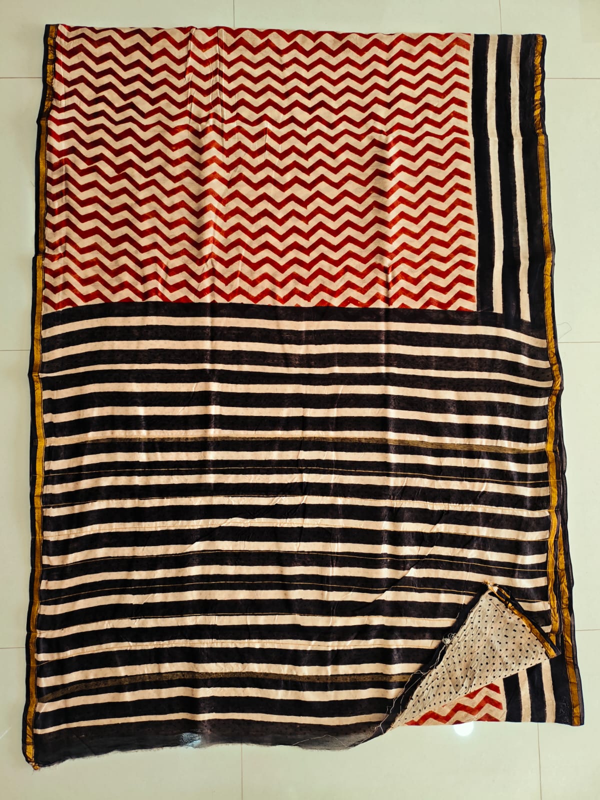 Bagru Hand Block Printed Chanderi Silk Saree with Blouse (CSS141)