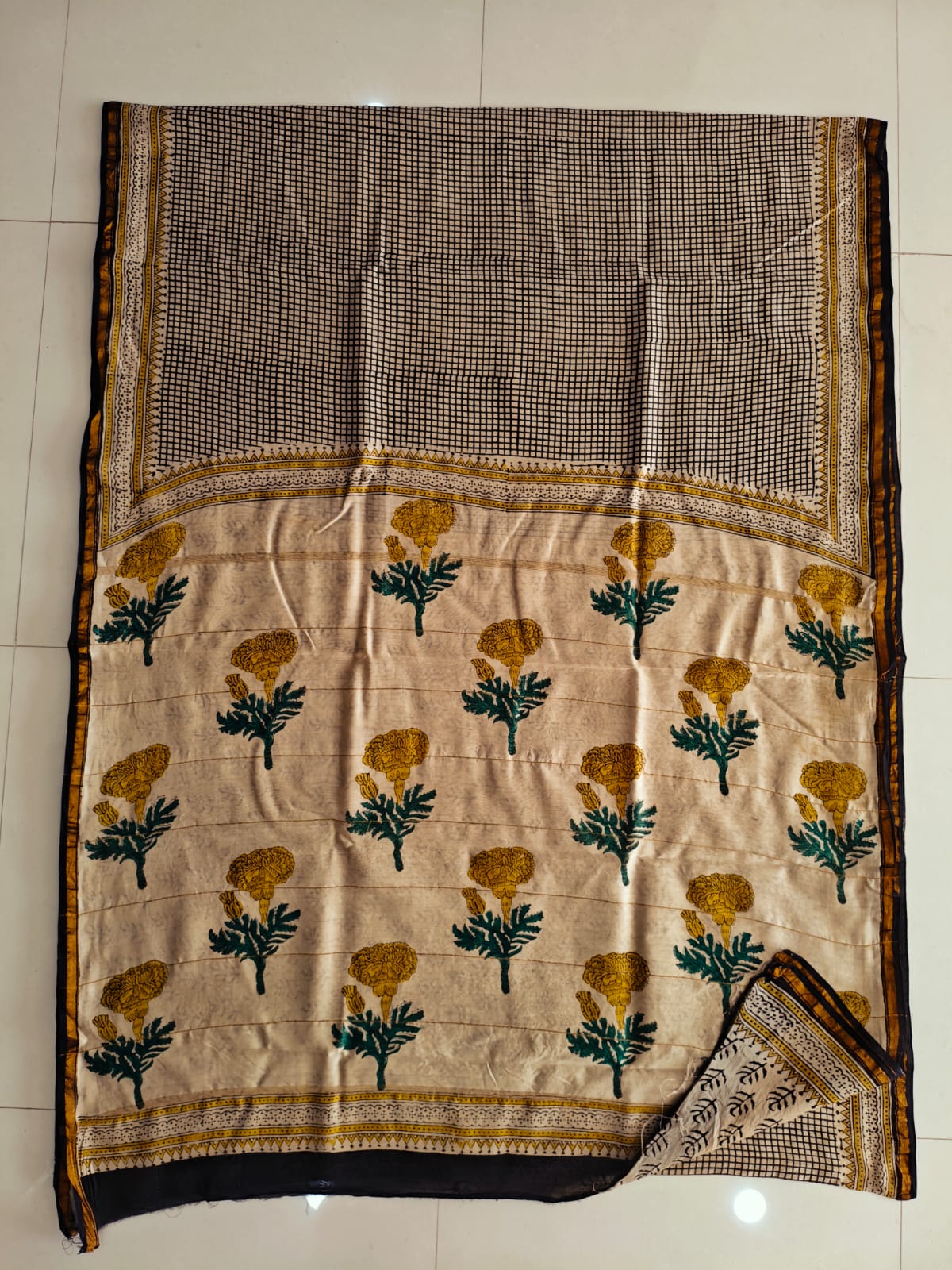 Bagru Hand Block Printed Chanderi Silk Saree with Blouse (CSS143)