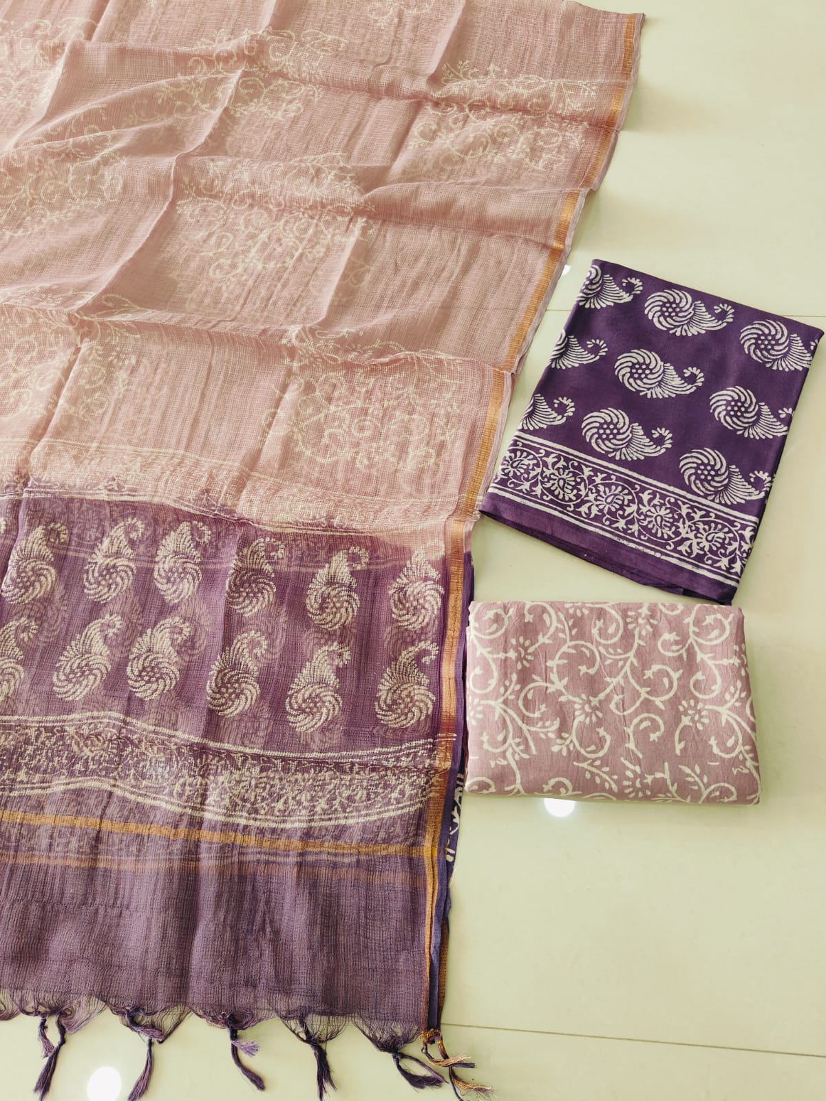 JAIPURI BLOCK PRINTED COTTON SUIT WITH KOTA DUPPATA (CKS184)