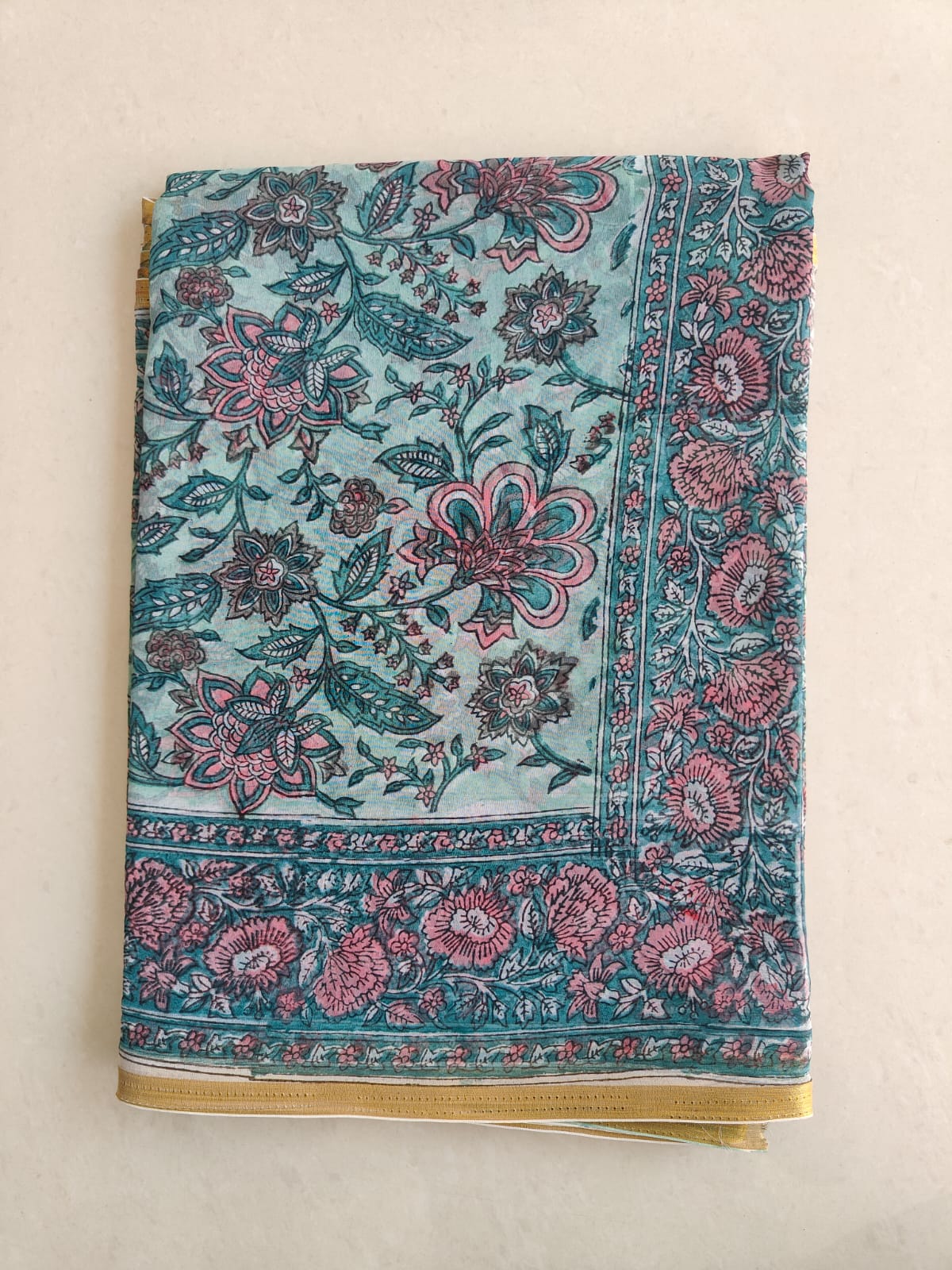 Hand Brush Painted Chiffon Saree with Blouse ( CIA68)